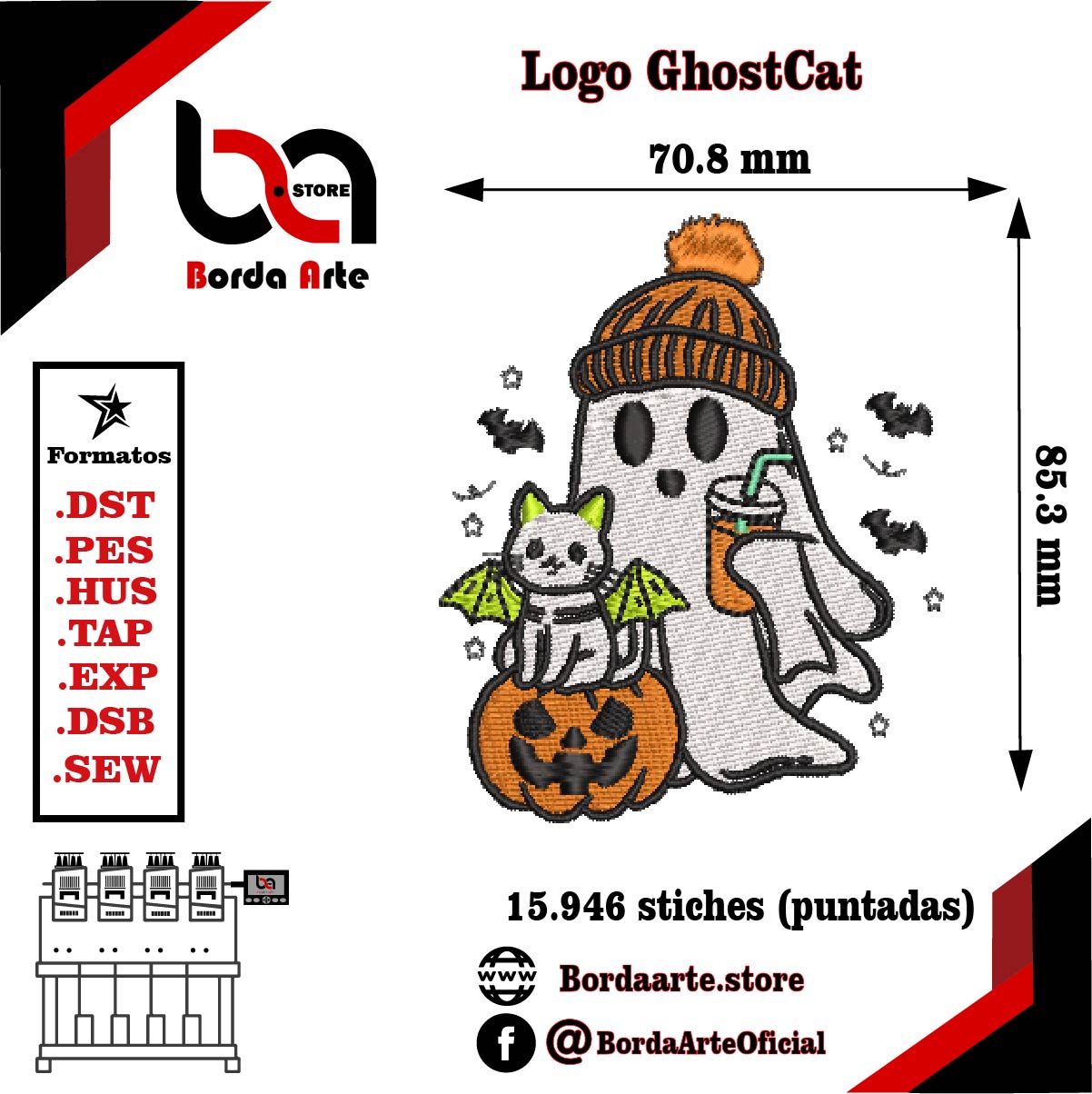 #GhostCat #BordadoHalloween #EmbroideryDesign #BordadoComputarizado #DiseñosDeBordado #BordadoFantasma #GatoFantasma #HalloweenEmbroidery #BordadoDigital #BordadoCreativo #Murciélagos #CalabazaHalloween #BordadoPersonalizado