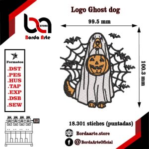 #GhostDog #BordadoHalloween #BordadoComputarizado #EmbroideryDesign #DiseñosDeBordado #PerroFantasma #BordadoDigital #HalloweenEmbroidery #CalabazaHalloween #BordadoCreativo #Murciélagos #Telaraña #BordadoPersonalizado