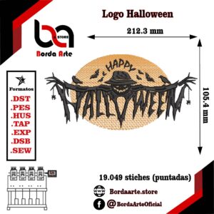 #LogoHalloween #BordadoHalloween #DiseñosDeBordado #BordadoComputarizado #EmbroideryDesign #HalloweenEmbroidery #Espantapájaros #BordadoDigital #BordadoCreativo #BordadoPersonalizado #Murciélagos #DecoraciónHalloween
